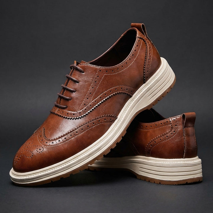 Chaussures Oxford Homme en Cuir avec Détail Brogue et Semelle Épaisse
