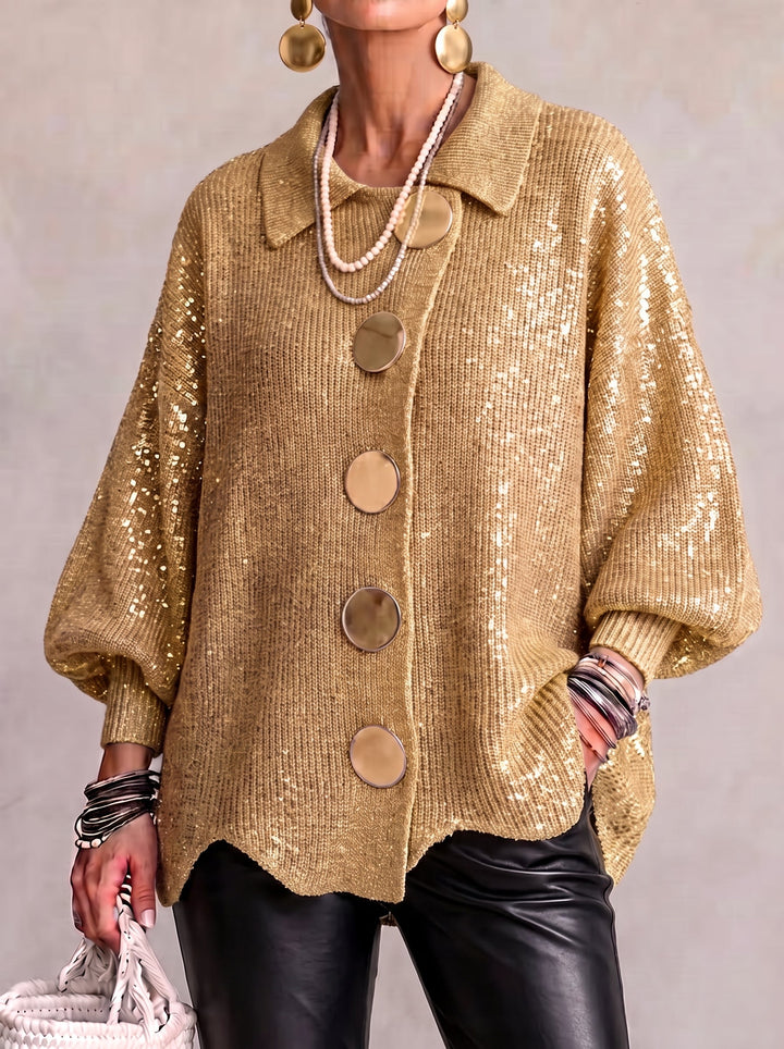 Cardigan Oversize à Boutons Dorés