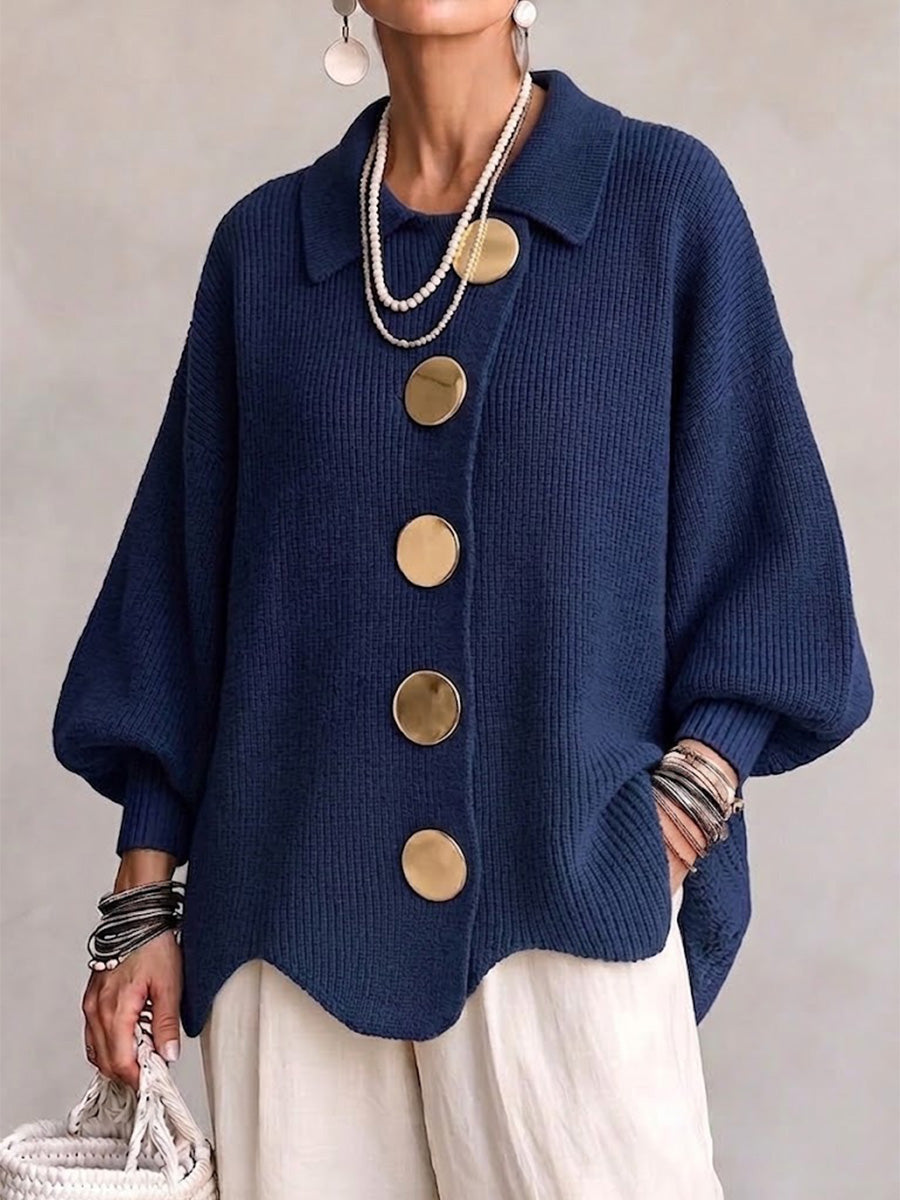 Cardigan Oversize à Boutons Dorés