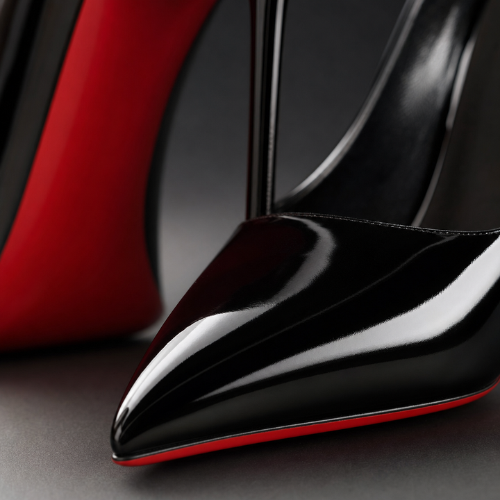 Damen-Pumps aus Lackleder mit Stilettoabsatz und roter Sohle