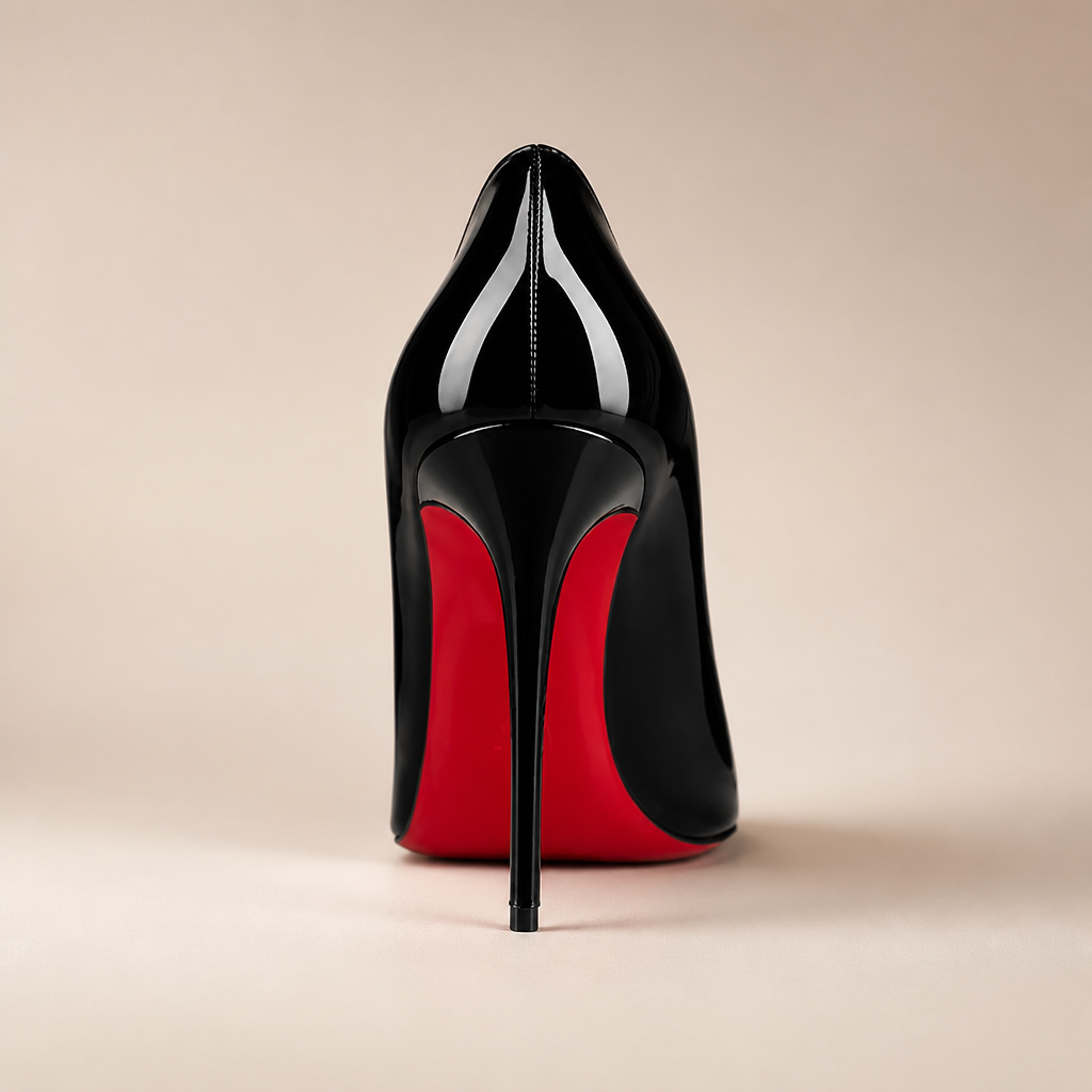 Damen-Pumps aus Lackleder mit Stilettoabsatz und roter Sohle