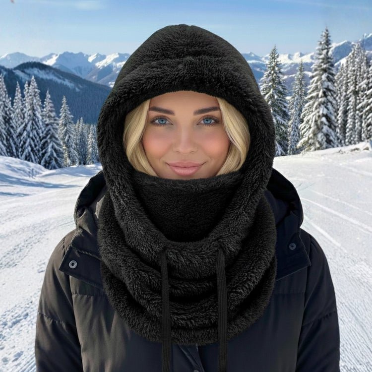 Passamontagna da donna in pile Sherpa con scaldacollo integrato