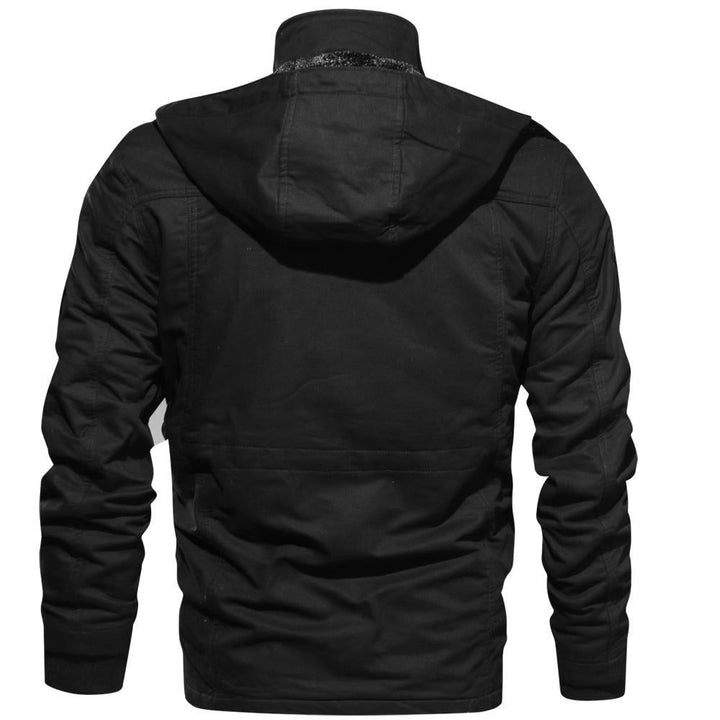 Giacca militare da uomo con cappuccio rimovibile e fodera in pile