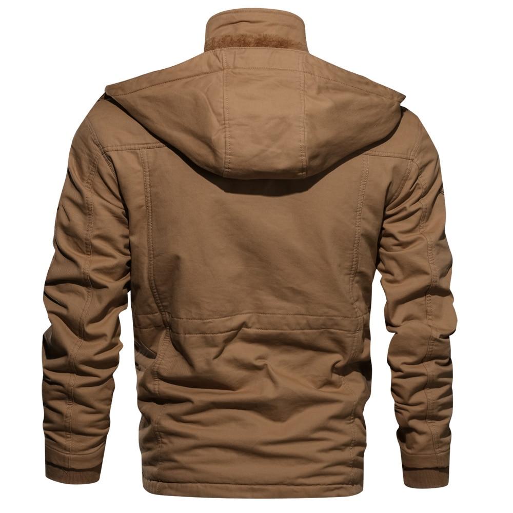 Giacca militare da uomo con cappuccio rimovibile e fodera in pile