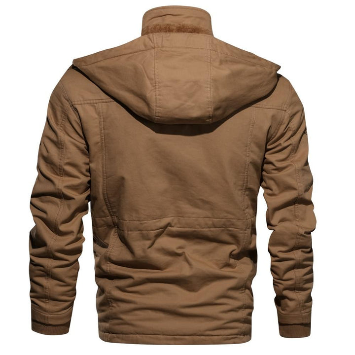 Giacca militare da uomo con cappuccio rimovibile e fodera in pile