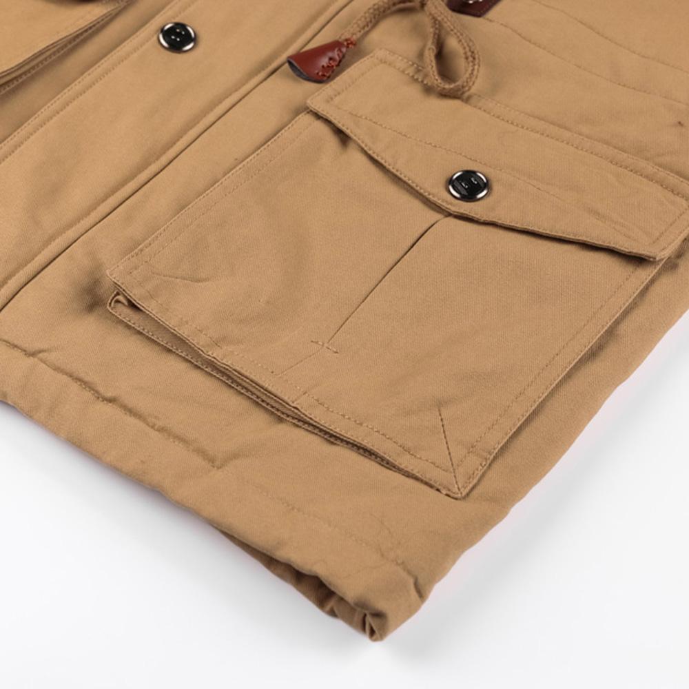 Giacca militare da uomo con cappuccio rimovibile e fodera in pile