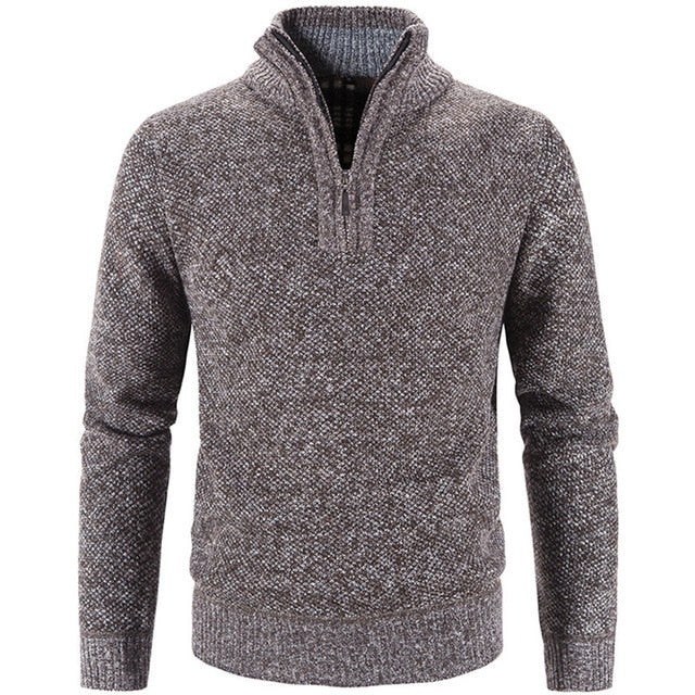 Pull Col Montant à Demi Zip et Maille Chinée pour Homme