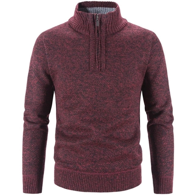Pull Col Montant à Demi Zip et Maille Chinée pour Homme