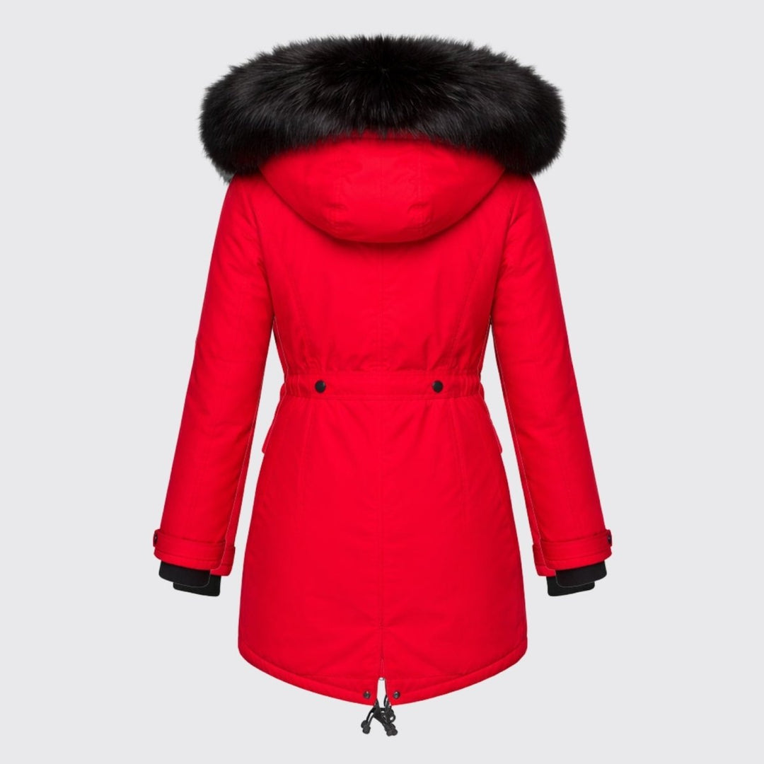 Parka Femme à Capuche Fourrure Synthétique Taille Ajustable