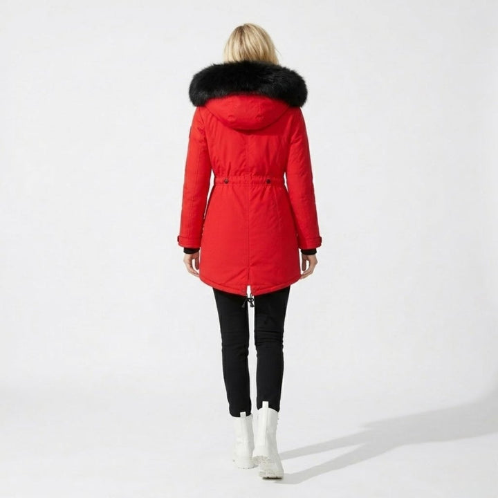 Parka Femme à Capuche Fourrure Synthétique Taille Ajustable