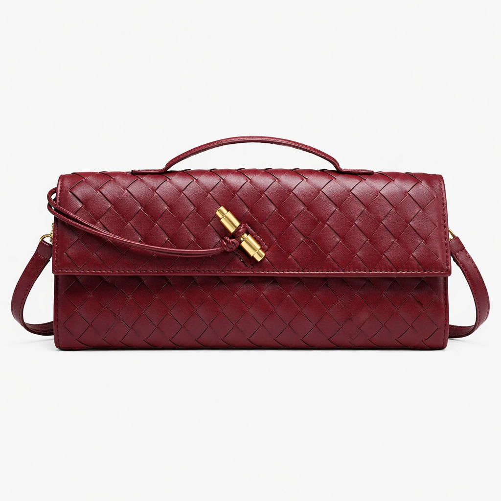 Pochette Tressée Femme – Sac de Soirée en Cuir Vegan