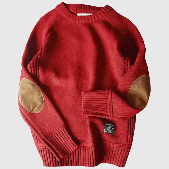 Pull en Maille à Col Rond et Coudes Renforcés pour Homme