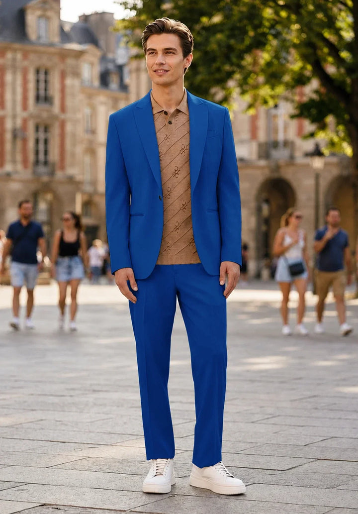 Herren-Zweiteiler mit modernem Schnitt, Ein-Knopf-Sakko und Slim-Fit-Hose