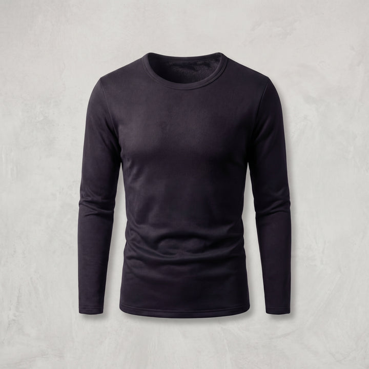 Tee-Shirt Thermique Homme Doublé Polaire Col Rond Manches Longues