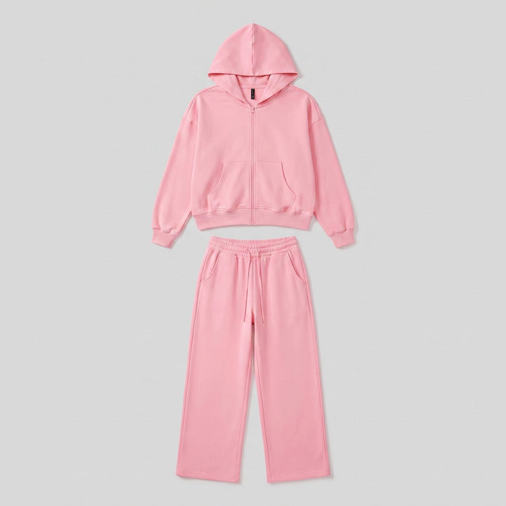 Women's Seamless Two-Piece Set with Hood and Wide-Leg Pants
