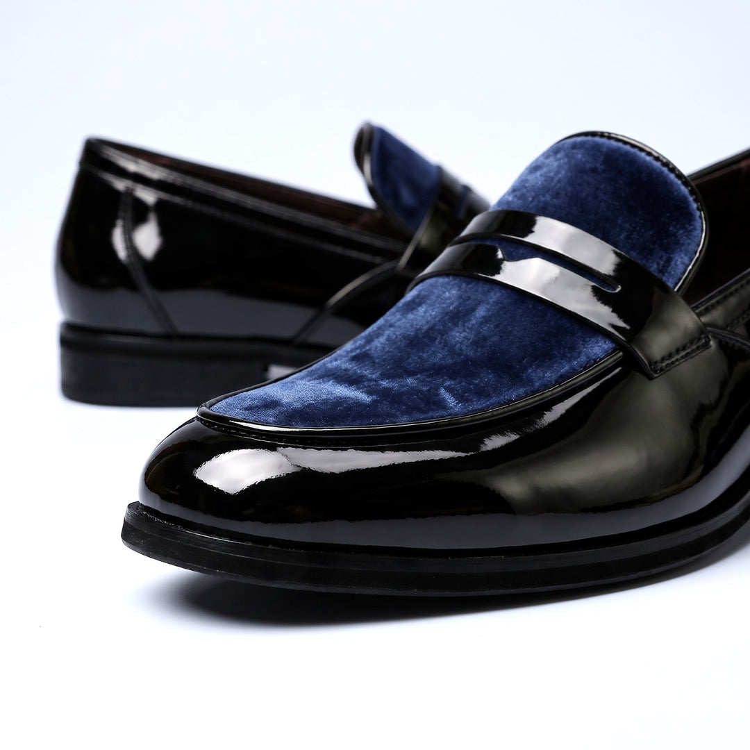 Mocassins Homme Bicolores en Cuir Verni avec Design à Enfiler