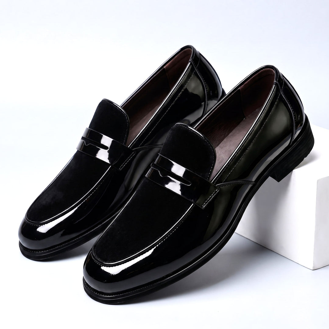 Mocassins Homme Bicolores en Cuir Verni avec Design à Enfiler