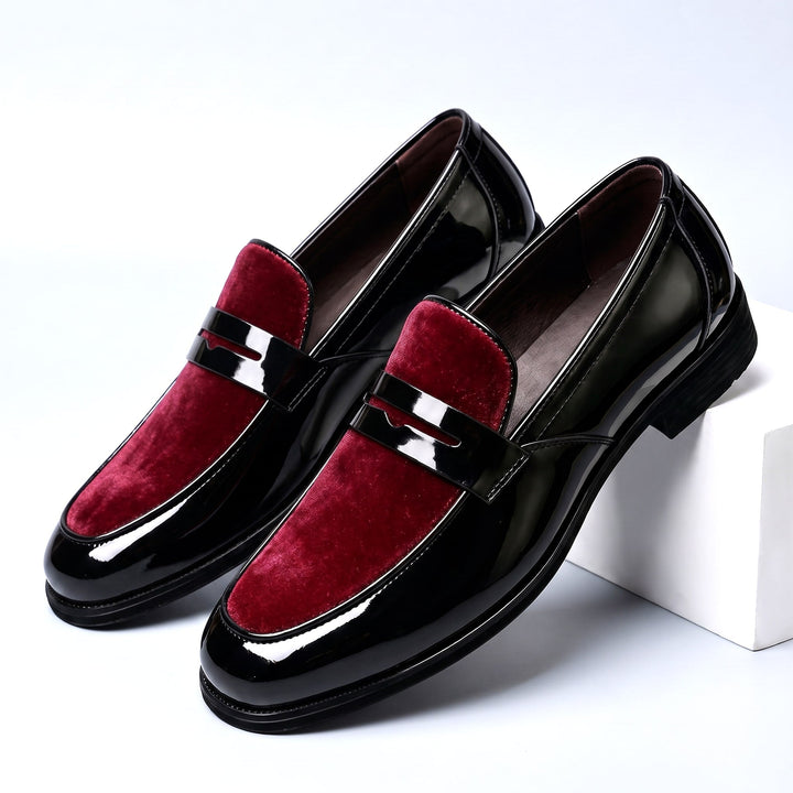 Mocassins Homme Bicolores en Cuir Verni avec Design à Enfiler