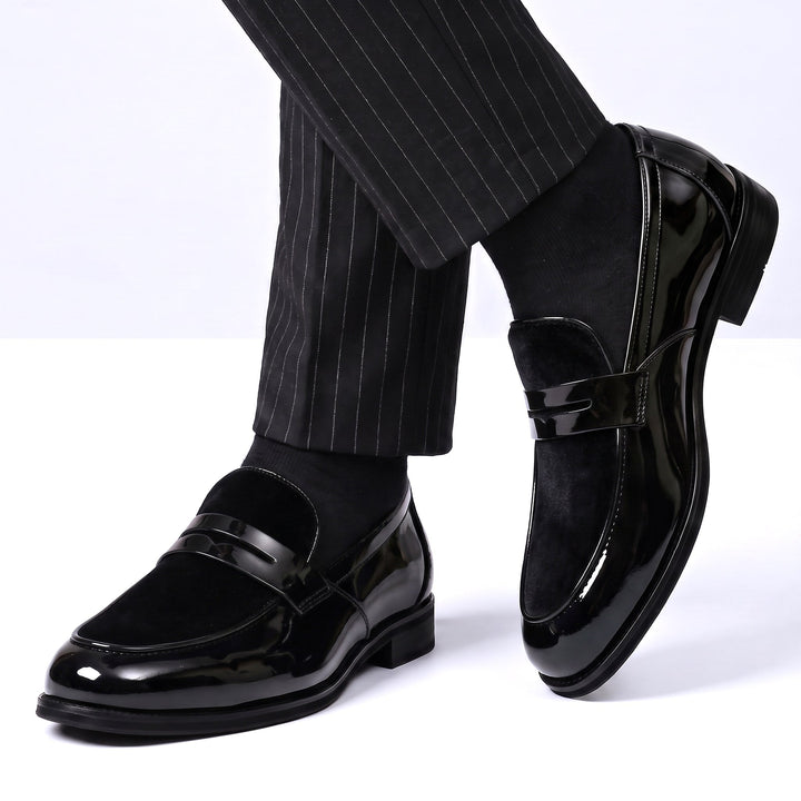 Mocassins Homme Bicolores en Cuir Verni avec Design à Enfiler