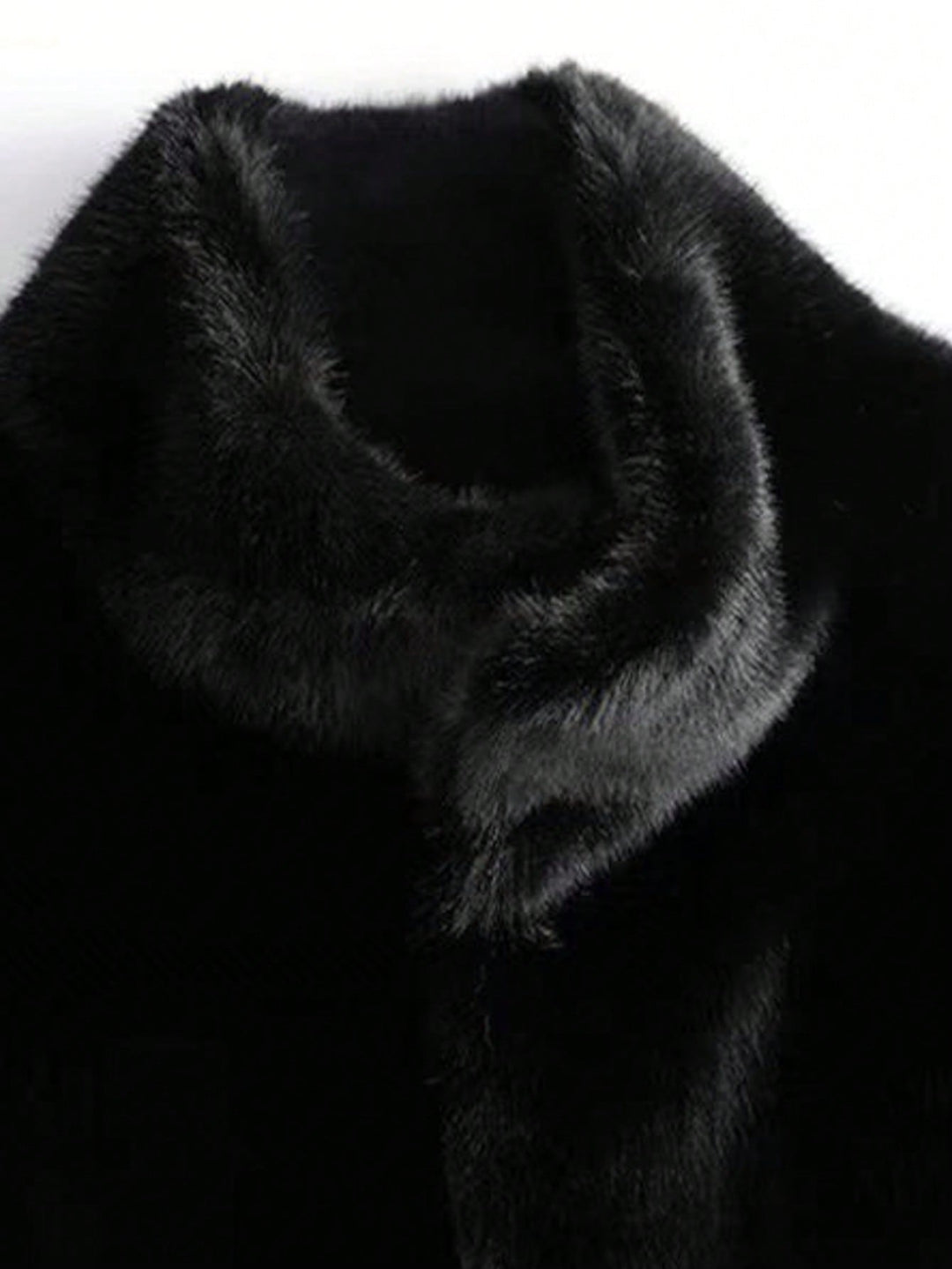 Women's Short Faux Fur Coat with Stand-Up Collar