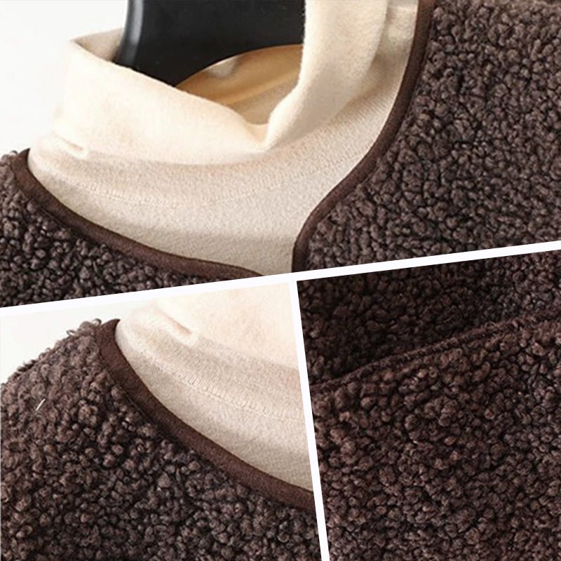 Gilet da donna in peluche, senza maniche, oversize, con bottoni e tasche