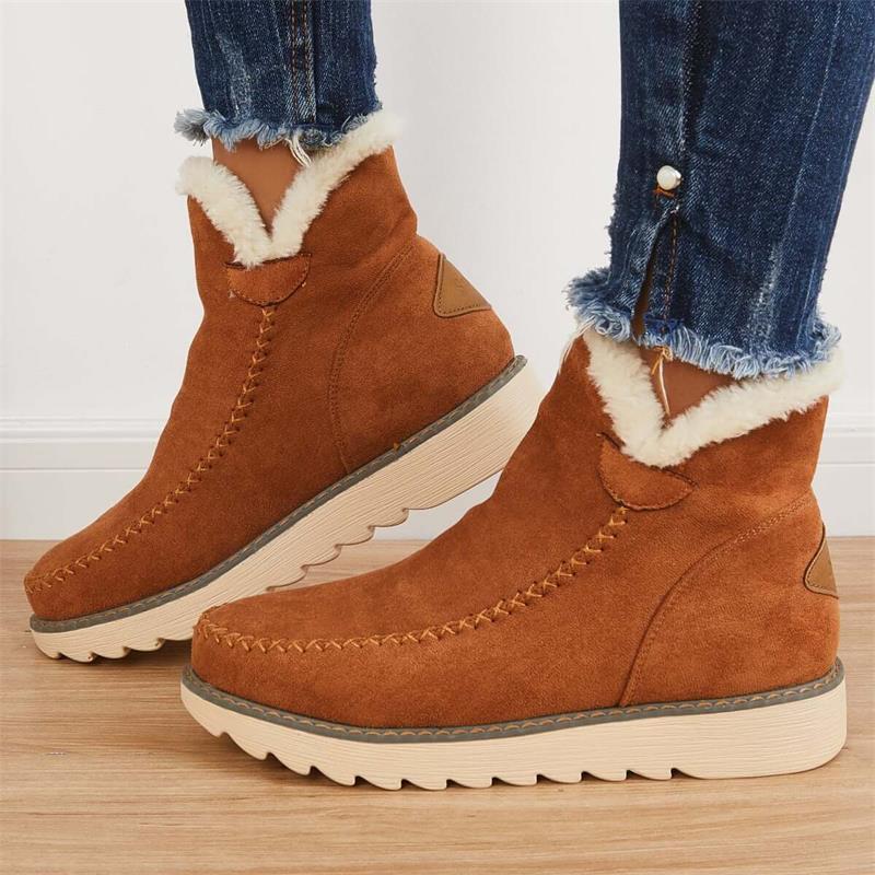Bottes d’Hiver Femme Doublées Chaudement avec Semelle Antidérapante