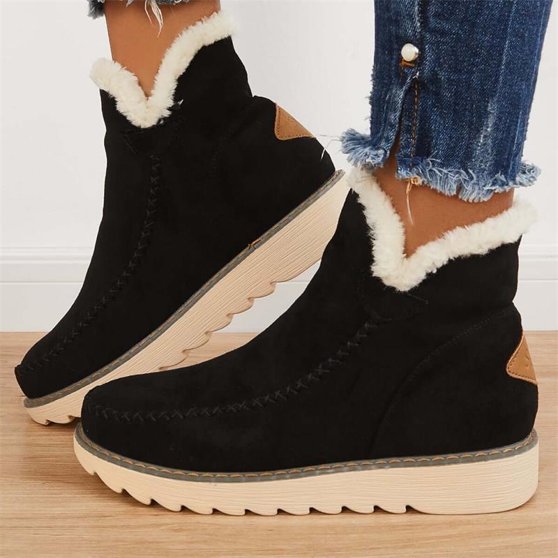 Bottes d’Hiver Femme Doublées Chaudement avec Semelle Antidérapante