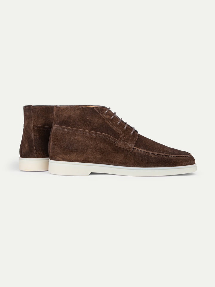 Men's suede Chukka boots - Lace-up with white rubber sole