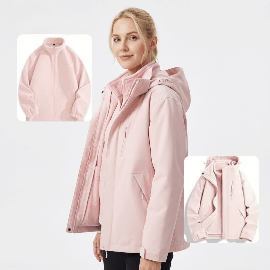 Women's 3-in-1 Waterproof Rain Jacket with Removable Fleece Lining