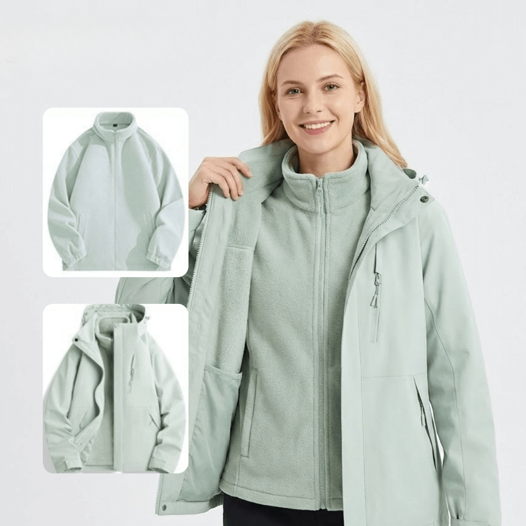 Women's 3-in-1 Waterproof Rain Jacket with Removable Fleece Lining