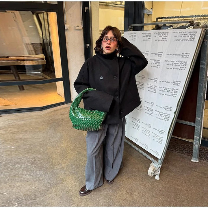 Manteau Femme en Mélange de Laine à Col Montant