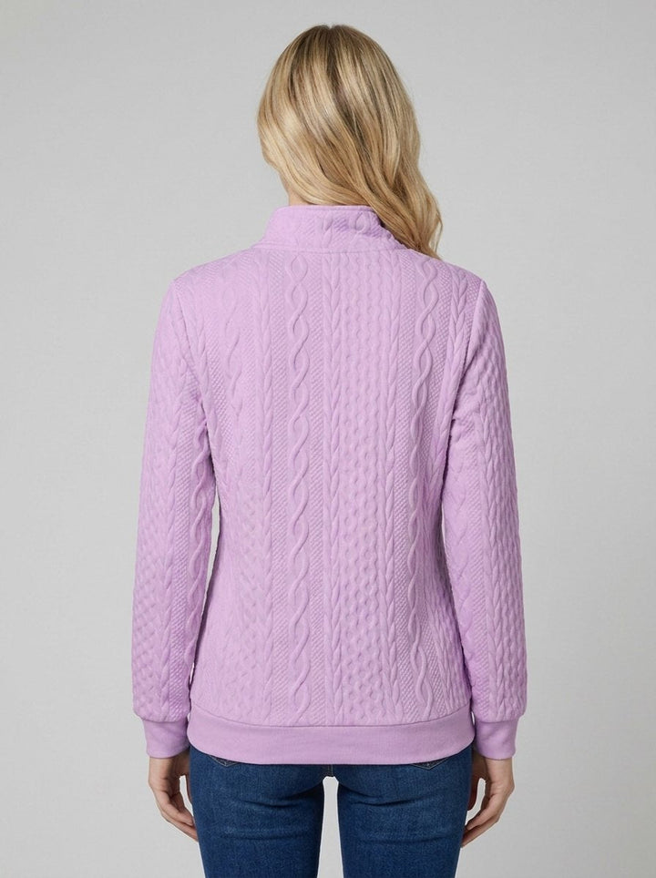 Maglione da donna con zip e lavorazione a treccia testurizzata