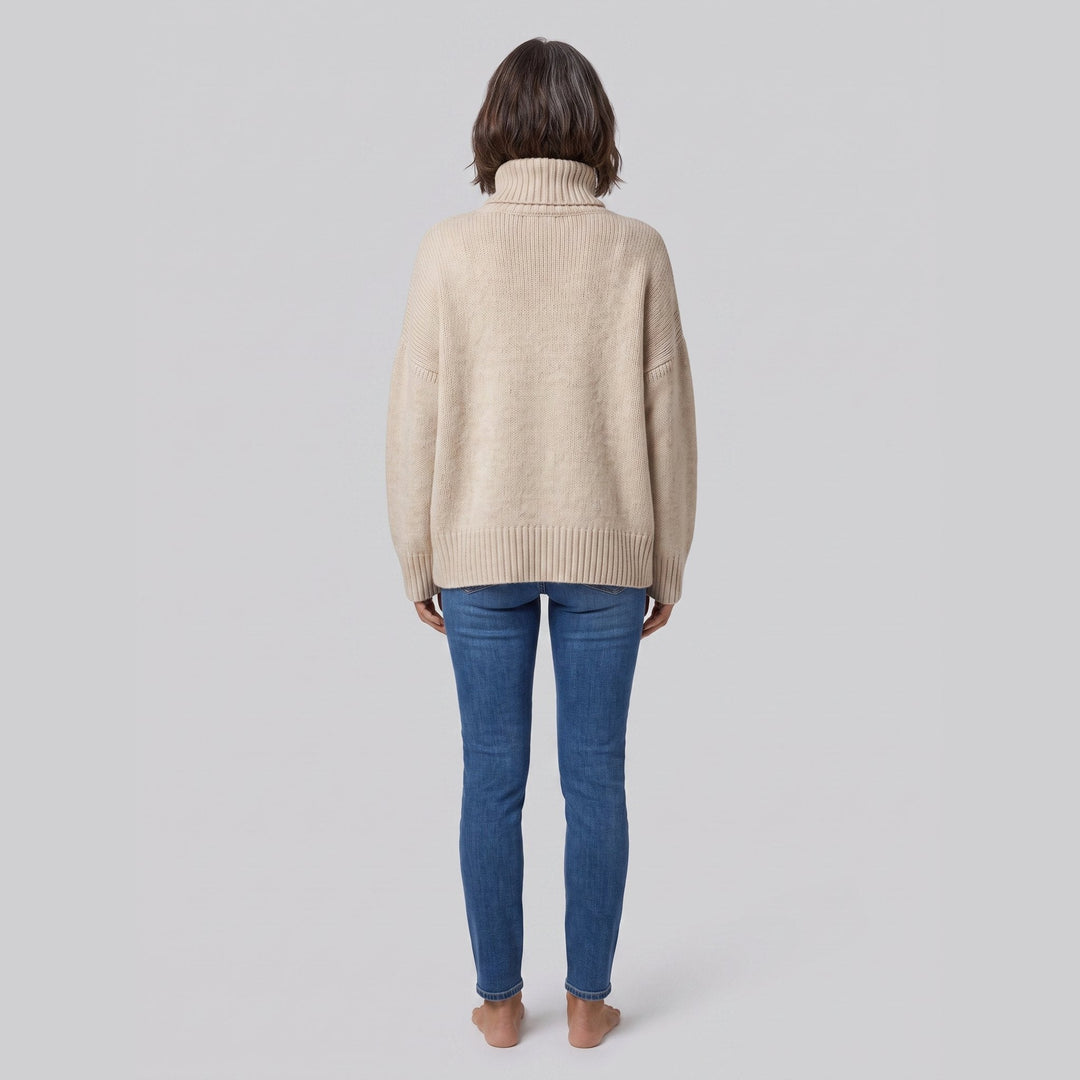 Pull Col Roulé Femme Maille Douce Coupe Décontractée