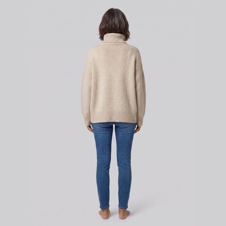 Pull Col Roulé Femme Maille Douce Coupe Décontractée