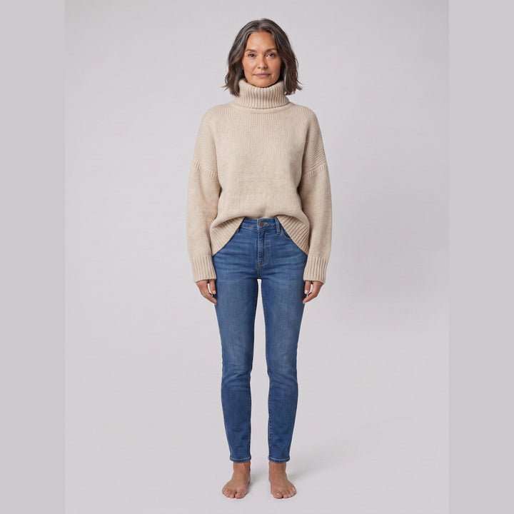 Pull Col Roulé Femme Maille Douce Coupe Décontractée