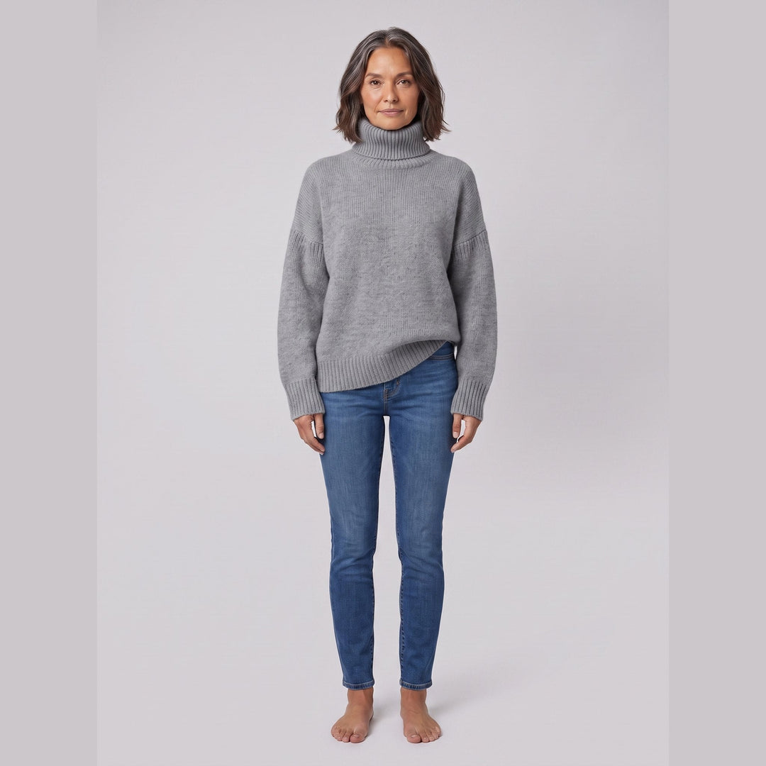 Pull Col Roulé Femme Maille Douce Coupe Décontractée