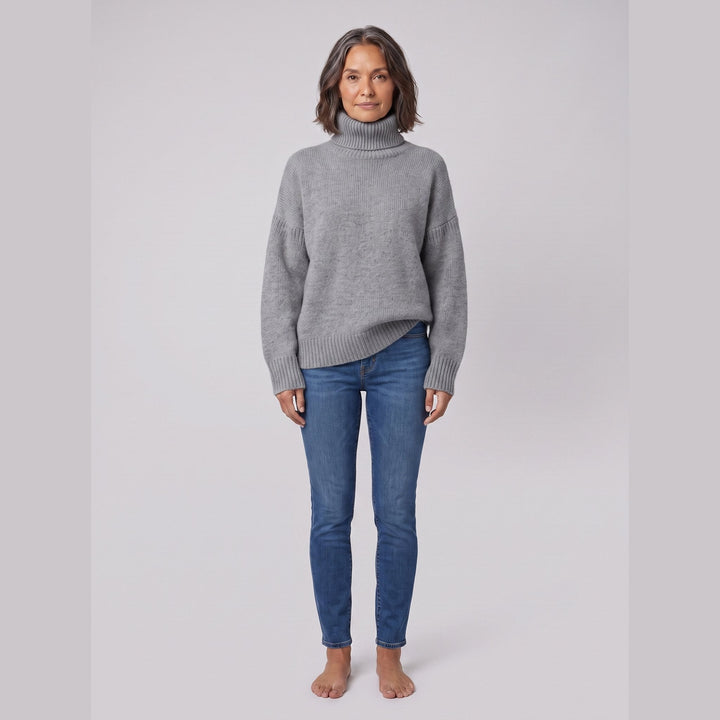 Pull Col Roulé Femme Maille Douce Coupe Décontractée