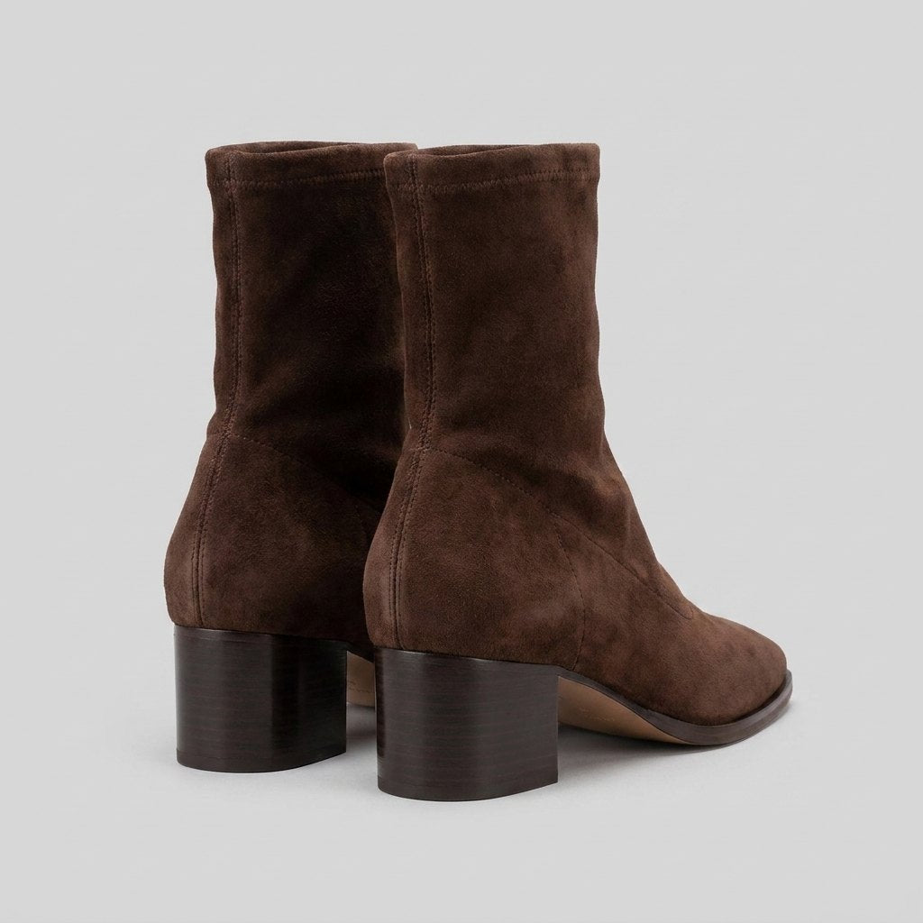 Bottines Femme Aspect Suédine À Enfiler Avec Talon Haut