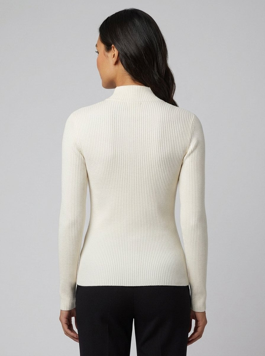 Dames-cardigan van ribgebreid materiaal met aansluitende pasvorm en dubbele ritssluiting