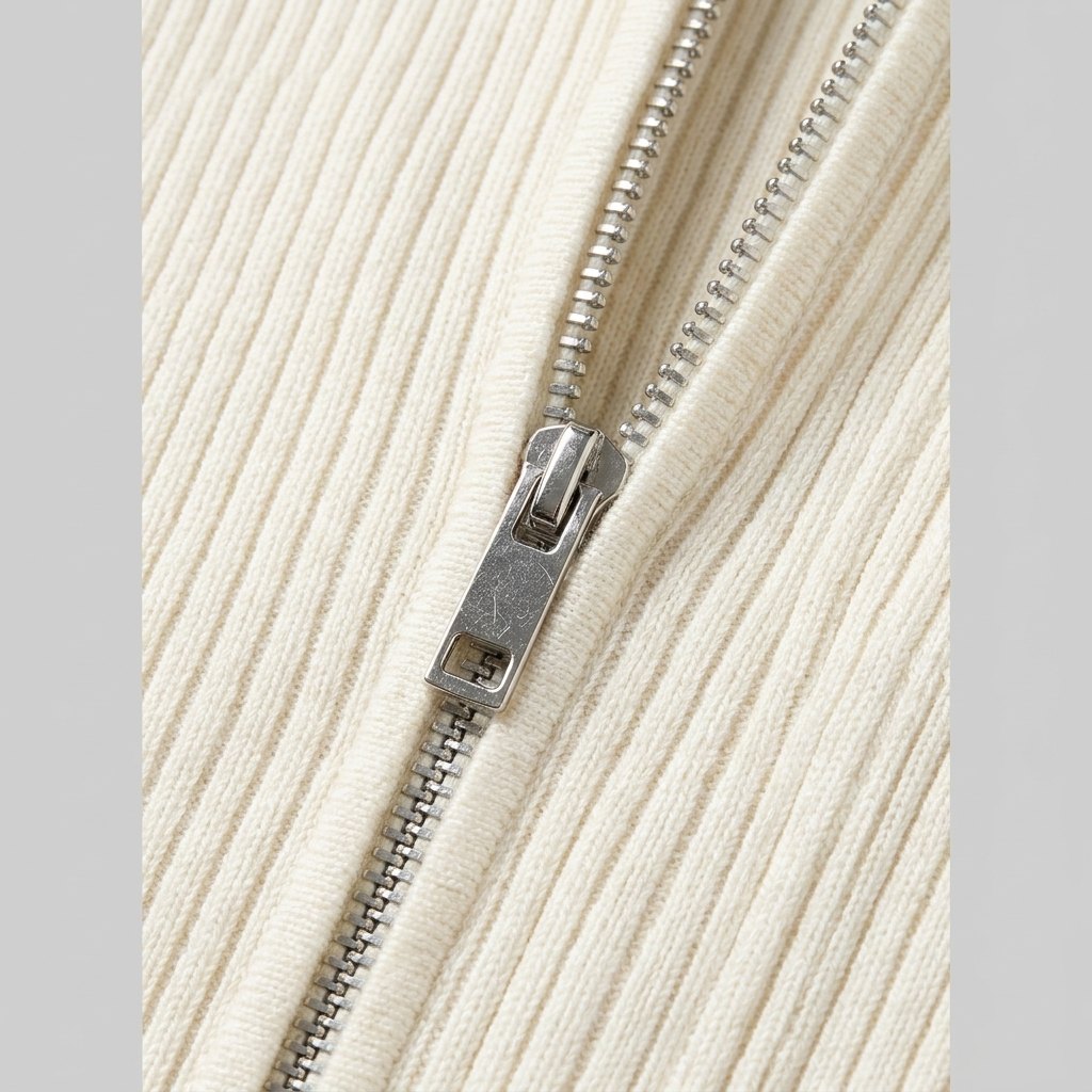 Dames-cardigan van ribgebreid materiaal met aansluitende pasvorm en dubbele ritssluiting