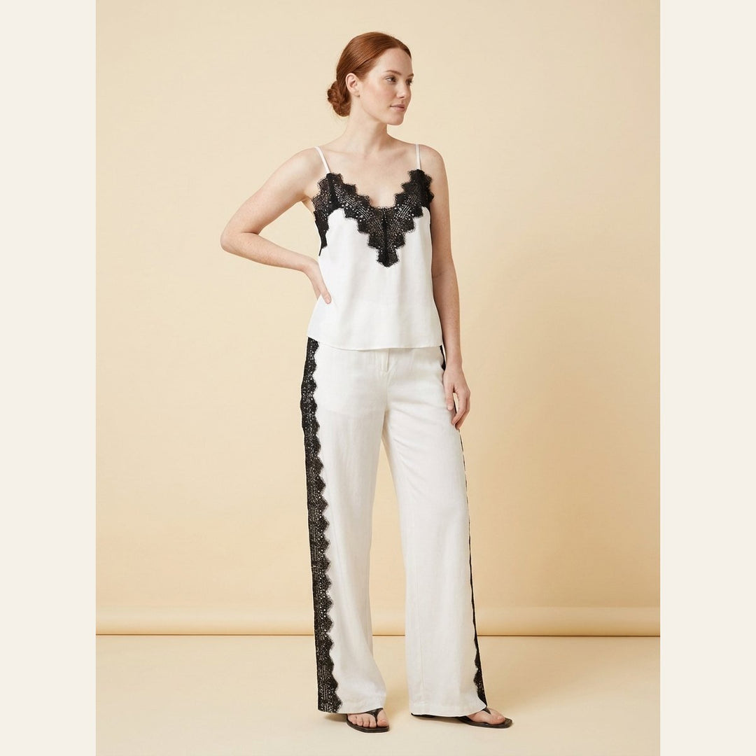 Dames loungewear-set van lyocellmix met kanten details