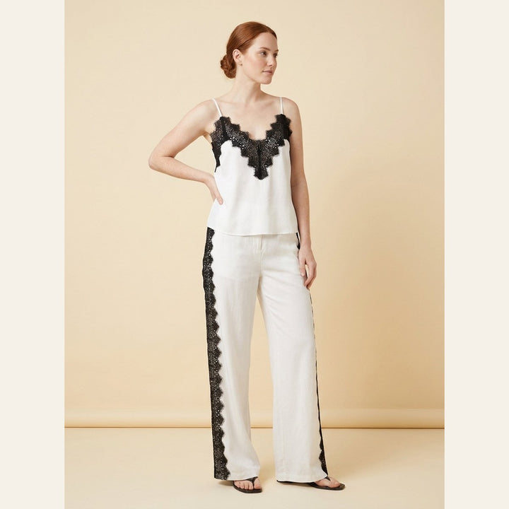 Dames loungewear-set van lyocellmix met kanten details