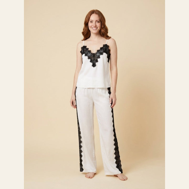 Dames loungewear-set van lyocellmix met kanten details