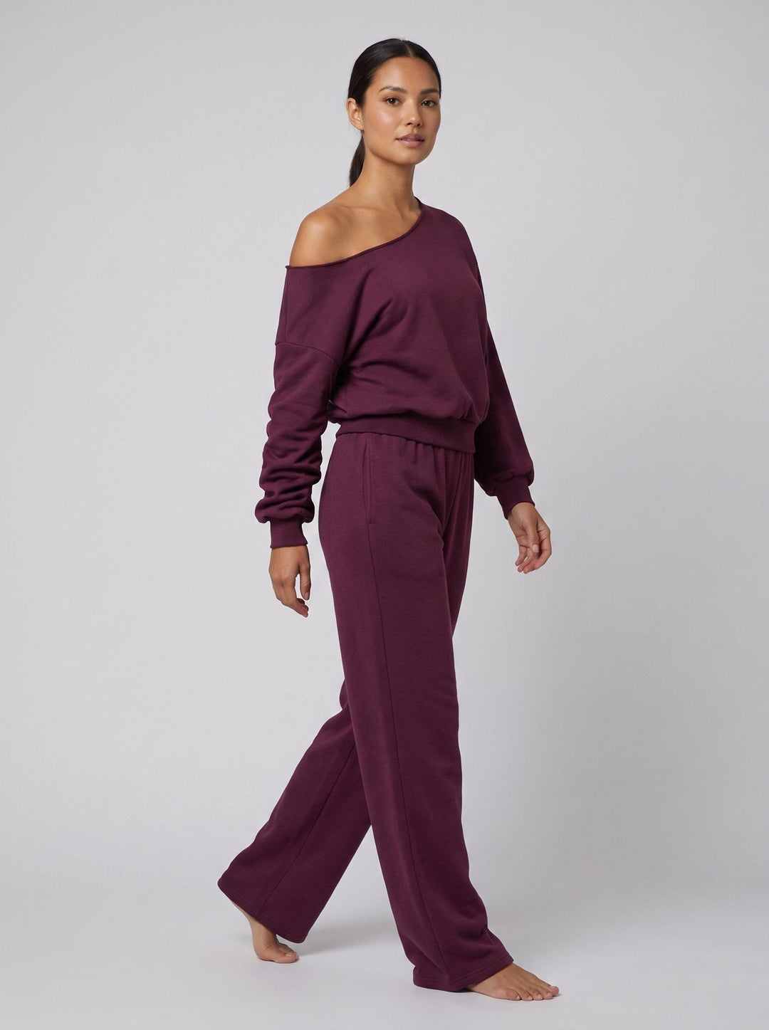 Ensemble Femme Deux Pièces Haut Asymétrique Épaules Dénudées Et Pantalon