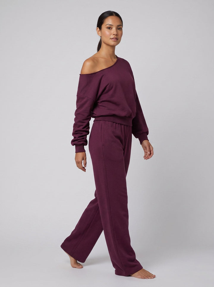 Ensemble Femme Deux Pièces Haut Asymétrique Épaules Dénudées Et Pantalon