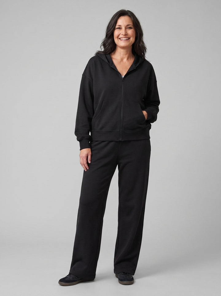 Women's Seamless Two-Piece Set with Hood and Wide-Leg Pants