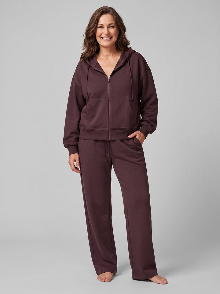Women's Seamless Two-Piece Set with Hood and Wide-Leg Pants