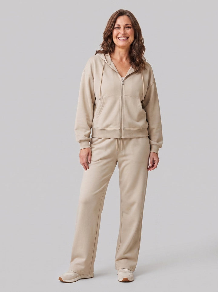 Women's Seamless Two-Piece Set with Hood and Wide-Leg Pants