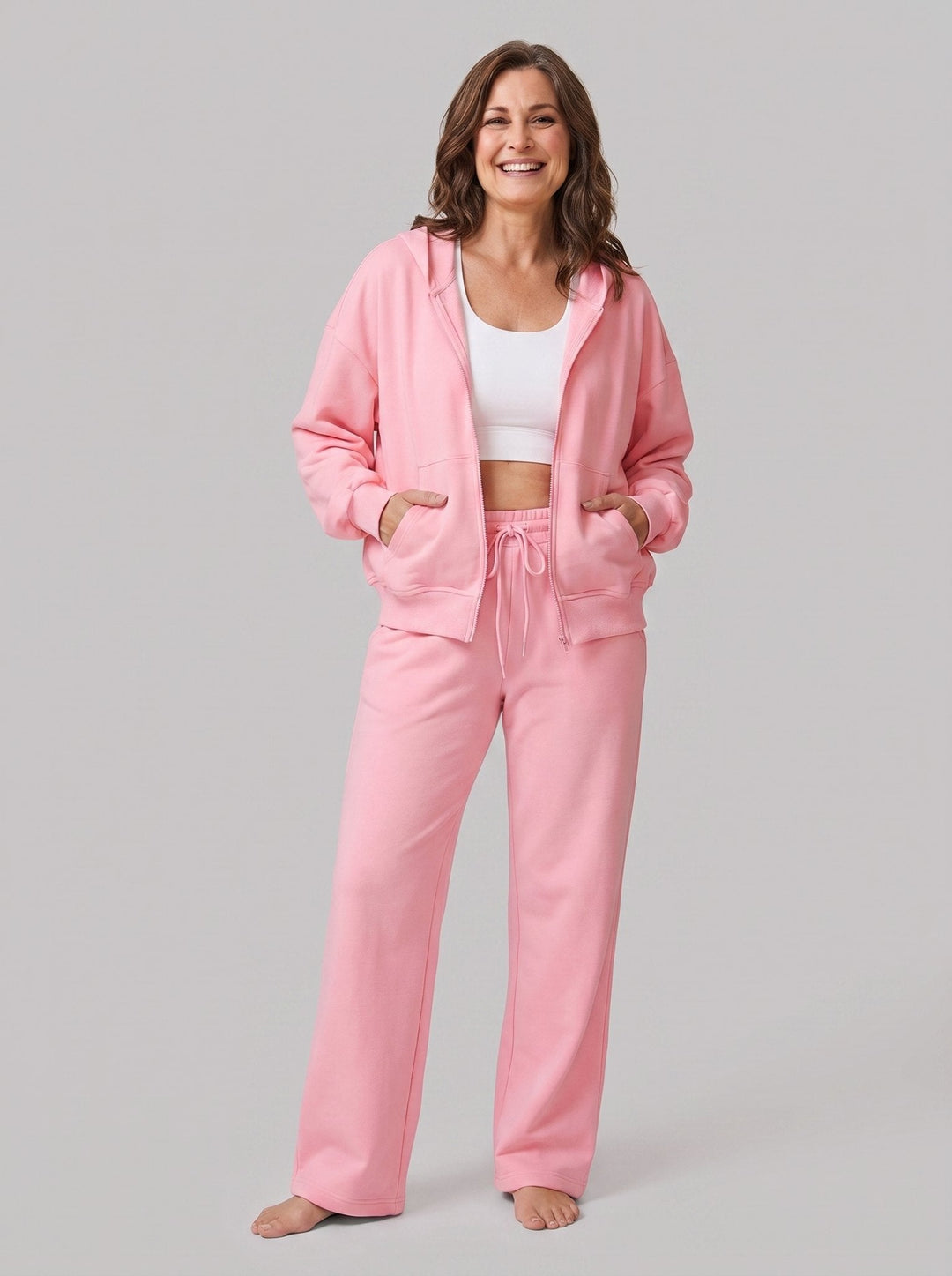 Women's Seamless Two-Piece Set with Hood and Wide-Leg Pants