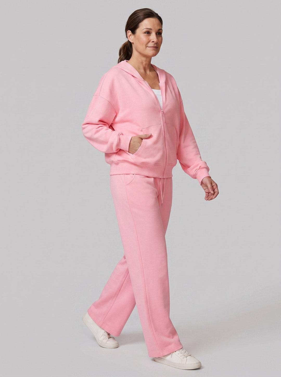 Women's Seamless Two-Piece Set with Hood and Wide-Leg Pants